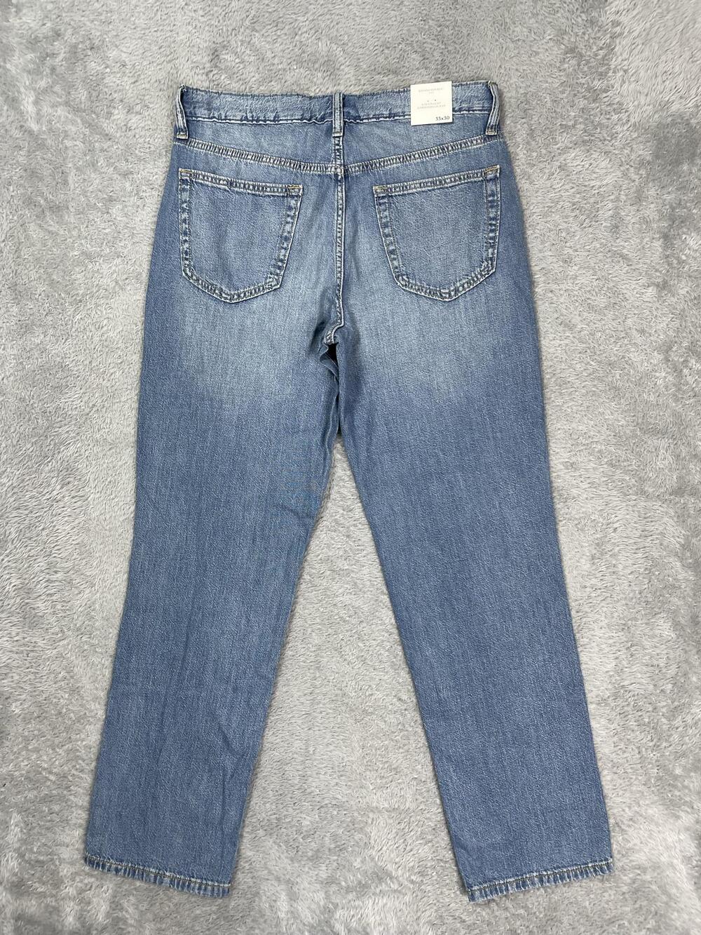 Banana Republic Slim Straight Jeans Mens 33x30* Blue Summerweight Denim Med Wash